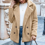 Loose Lapel Fluffy Coat Winter Button Jacket Cardigan Outwear For Women Clothing