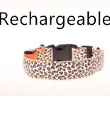 LED Dog Collar Safety Adjustable Nylon Leopard Pet Collar