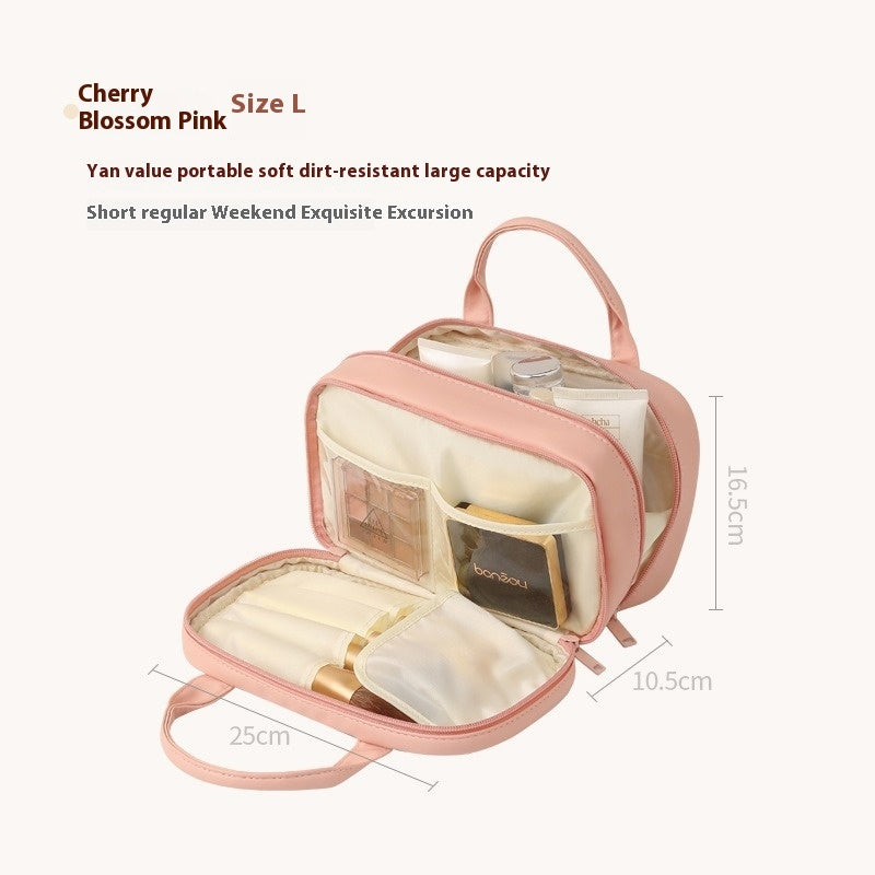 New Portable Cosmetic Bag With Handle Large Capacity Waterproof Make-up Toiletries Handbag Multifunctional Storage Travel Bag For Women