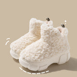 Winter Cashmere Snown Boots With 6cm Platform Warm Plus Velvet High-top Fleece Cotton Shoes Women Outdoor Indoor House Plush Shoes