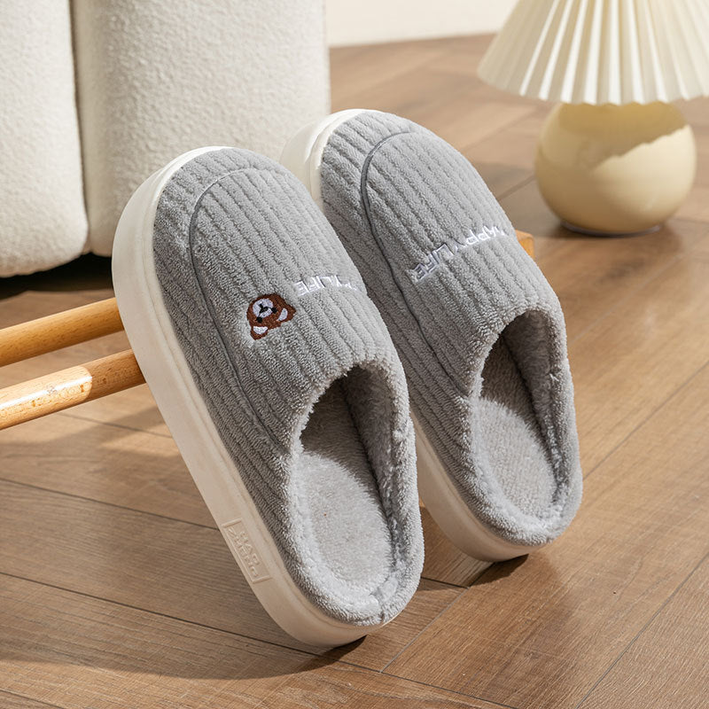 Cute Rabbit Slippers Winter Warm Home Shoes Non Slip Plush Bedroom Slippers