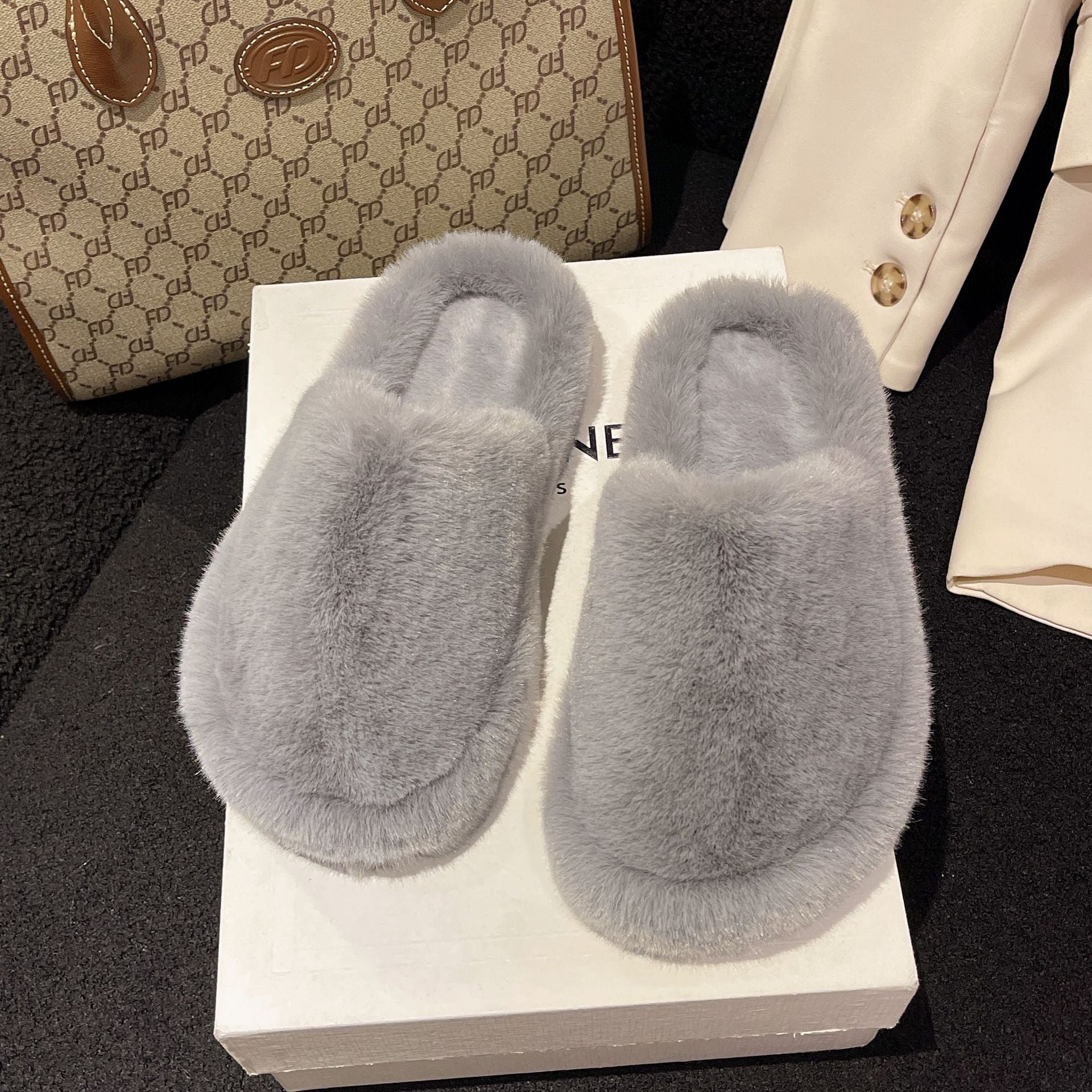 Women Home Slippers Winter Warm Shoes With 3cm Heel