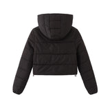 Fashion Zipper Hooded Short Coat Winter Mandela-color Jacket Outerwear Women's Clothing