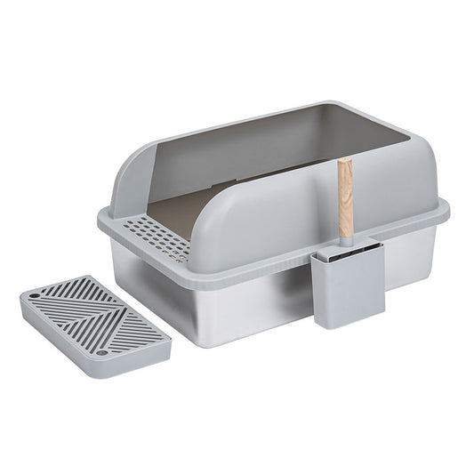 Alloy Litter Box Easy To Clean Widen And Thicken Leak-proof Sand Large Space Semi-closed Cat Toilet